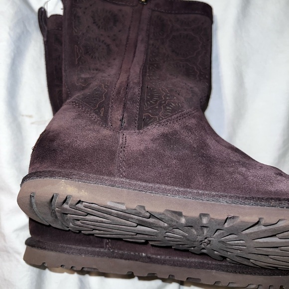 UGG Boots Australia Cottage Eyelet Brown Suede Leather Zip Up Shoes sz 7 - Picture 3 of 10